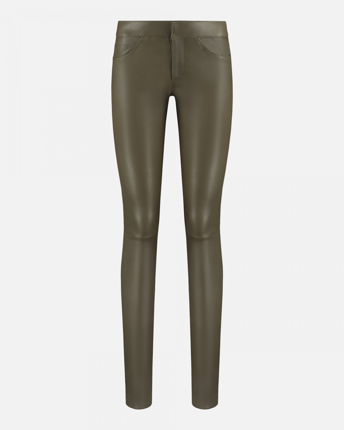 mannequin foto van army groene leren broek